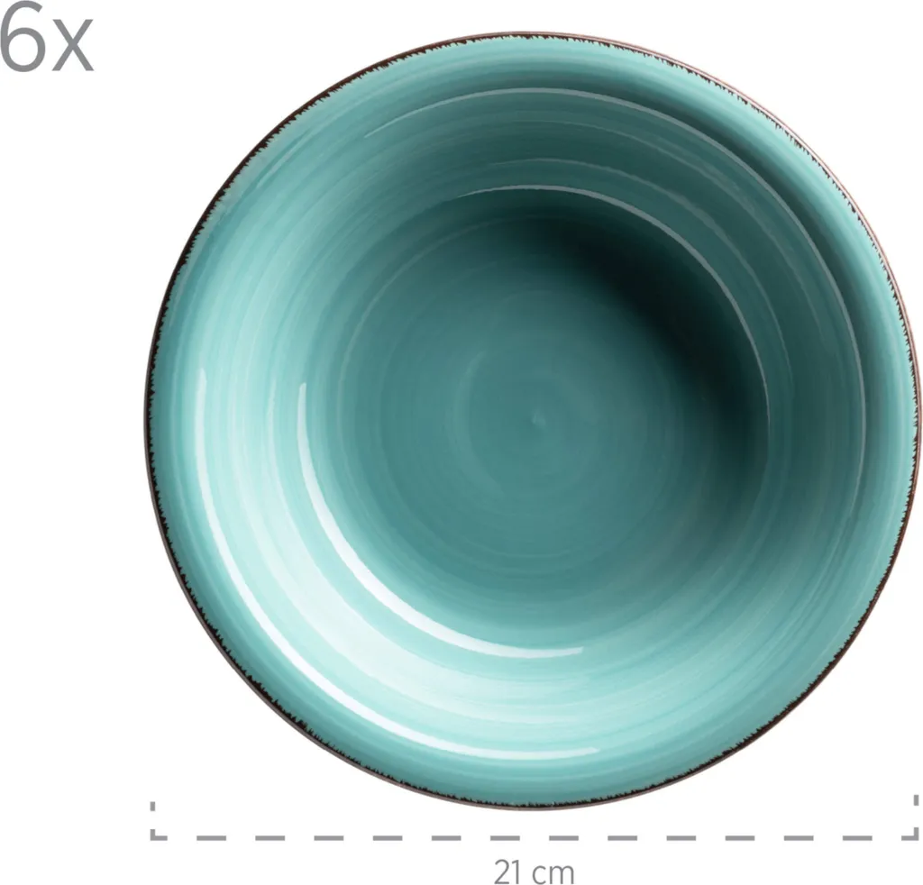 Mäser 931614 Kombiservice Lumaca Für 6 Personen, Steingut, Türkis (1 Set, 30-teilig) – Bild 5