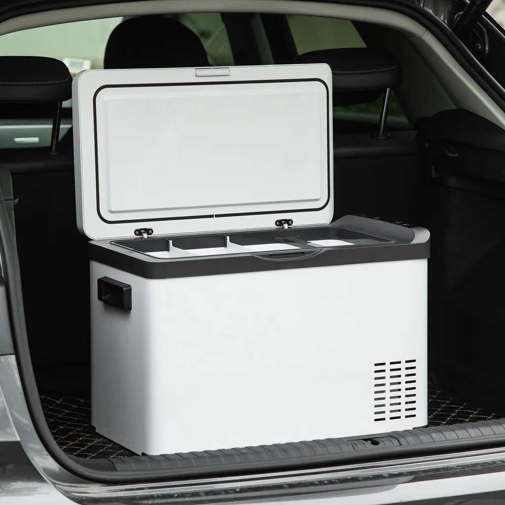Outsunny Kühlbox Auto 30L Mit LCD-Anzeige Kompressor Autokühlschrank Elektrisch Boot Camper Reisen 12/24V DC Und 110-240V AC Weiß – Bild 8