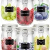 6 X Creative Home Gläser Mit Bügelverschluss | 1 Liter | Einmachgläser Drahtbügel-glas Aufbewahrungsgläser Mit Gummiring Und Deckel | 8 Wiederverwendbare Aufkleber + 1 Anti-Staub-Kreide