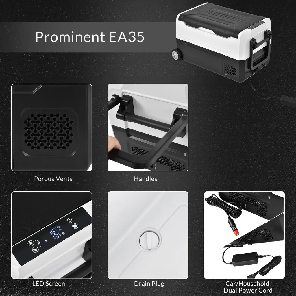 Merax Elektrisch Kühlbox Mit Kompressor 31.5L Schwarz, Mini Kühlschrank Tragbar Kühlleistung Bis -20° C, Gefrierbox 12/24 V Und 230 V Für Büro, Auto, Camping, Garten – Bild 7