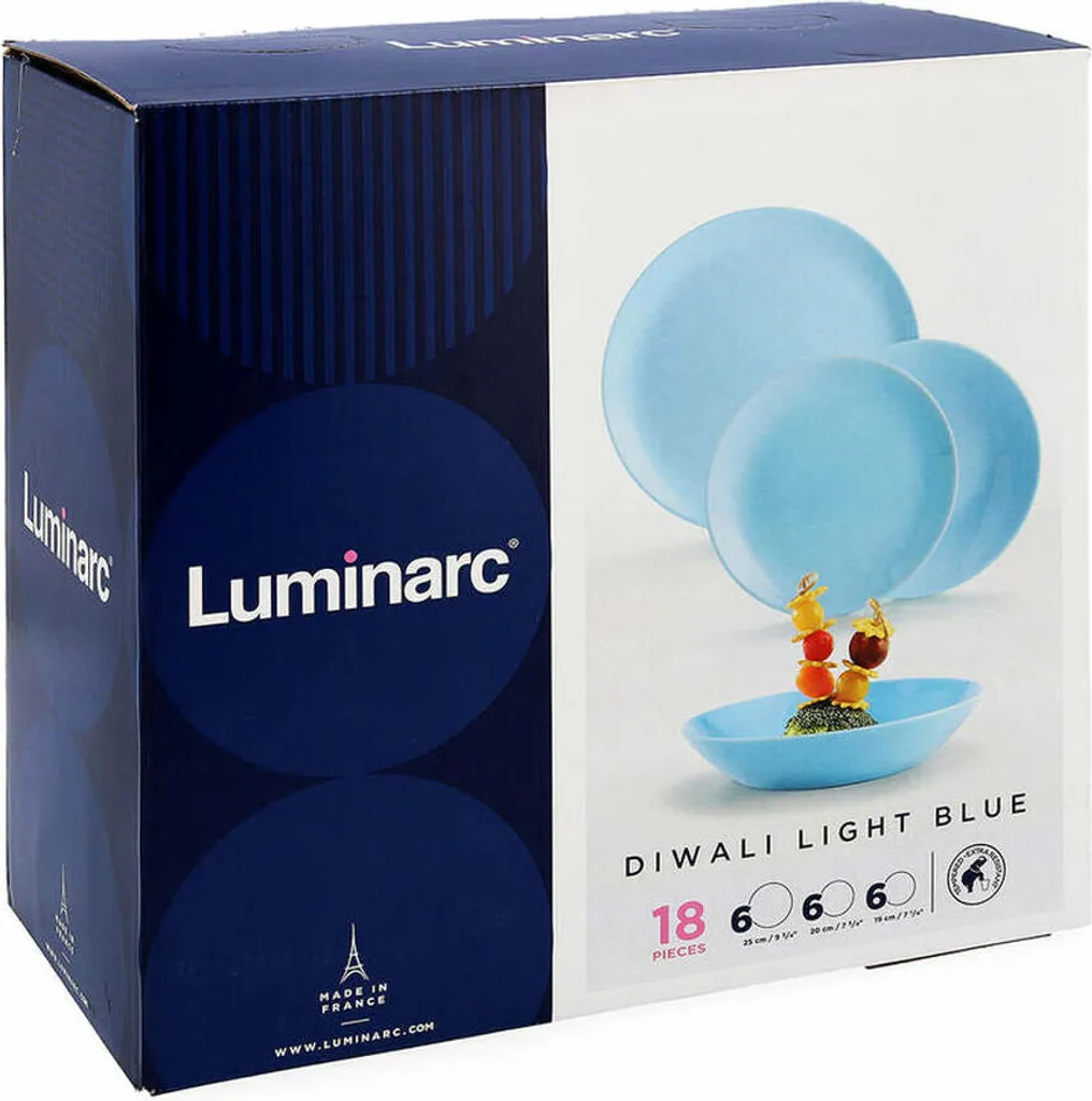 Tafelservice Diwali Light Blue Hellblau 18-teilig LUMINARC Hartglasgeschirr Geschirrset Tafelset Essservice Geschirr – Bild 11