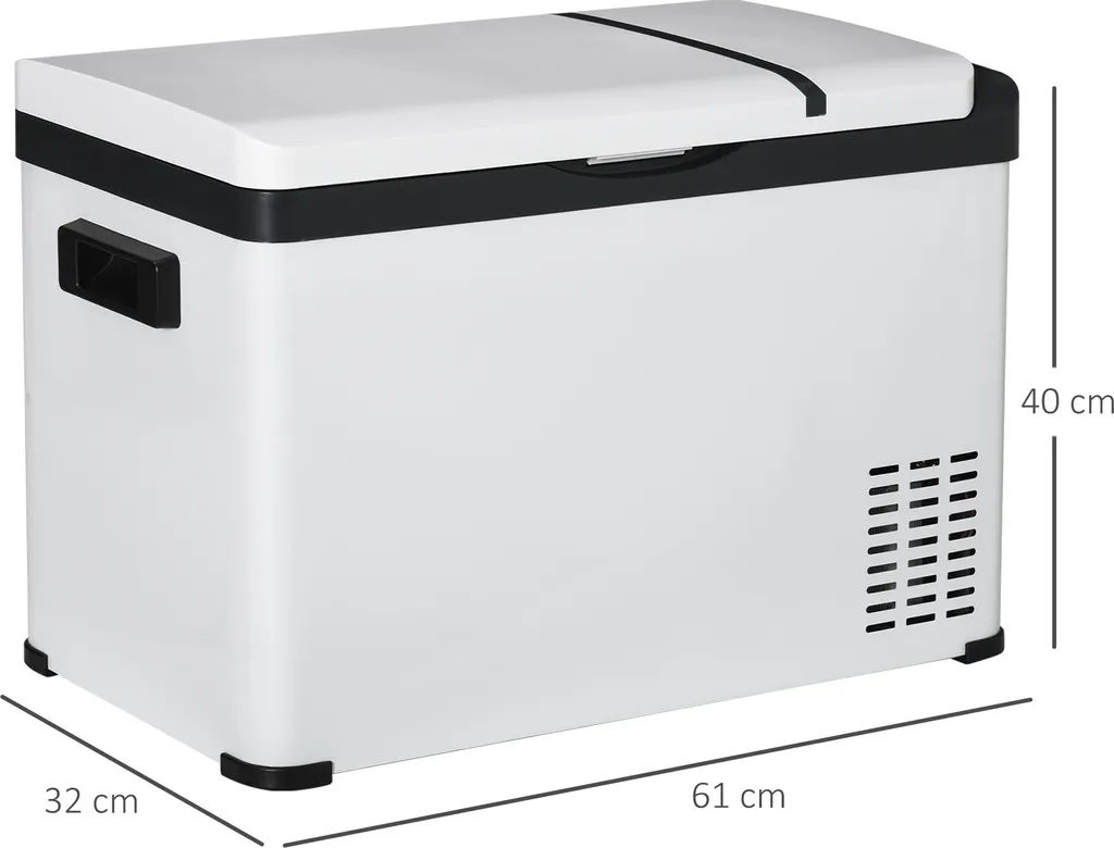 Outsunny Kühlbox Auto 30L Mit LCD-Anzeige Kompressor Autokühlschrank Elektrisch Boot Camper Reisen 12/24V DC Und 110-240V AC Weiß – Bild 3