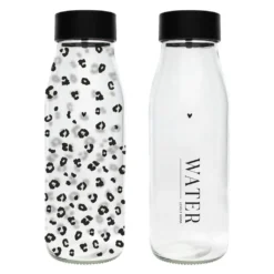 2er Set Karaffe Mit Deckel LEO + WATER H. 26cm 1000ml Glas Bastion Collections