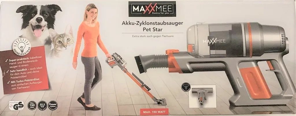 MAXXMEE Akku-Zyklon-Staubsauger Pet Star - Orange/silber Staubsauger Beutellos Akku Zyklon Bodenstaubsauger Kabellos 2in1 Tierhaare – Bild 15