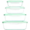 Cuisine Edition Klick-it Glas-Frischhaltedosen Set 8-tlg. Mint, 4 Glasschüsseln Mit Passendem Deckel Mit Mikrowellenventil, Geeignet Für Backofen, Mikrowelle & Gefrierfach, BPA-frei