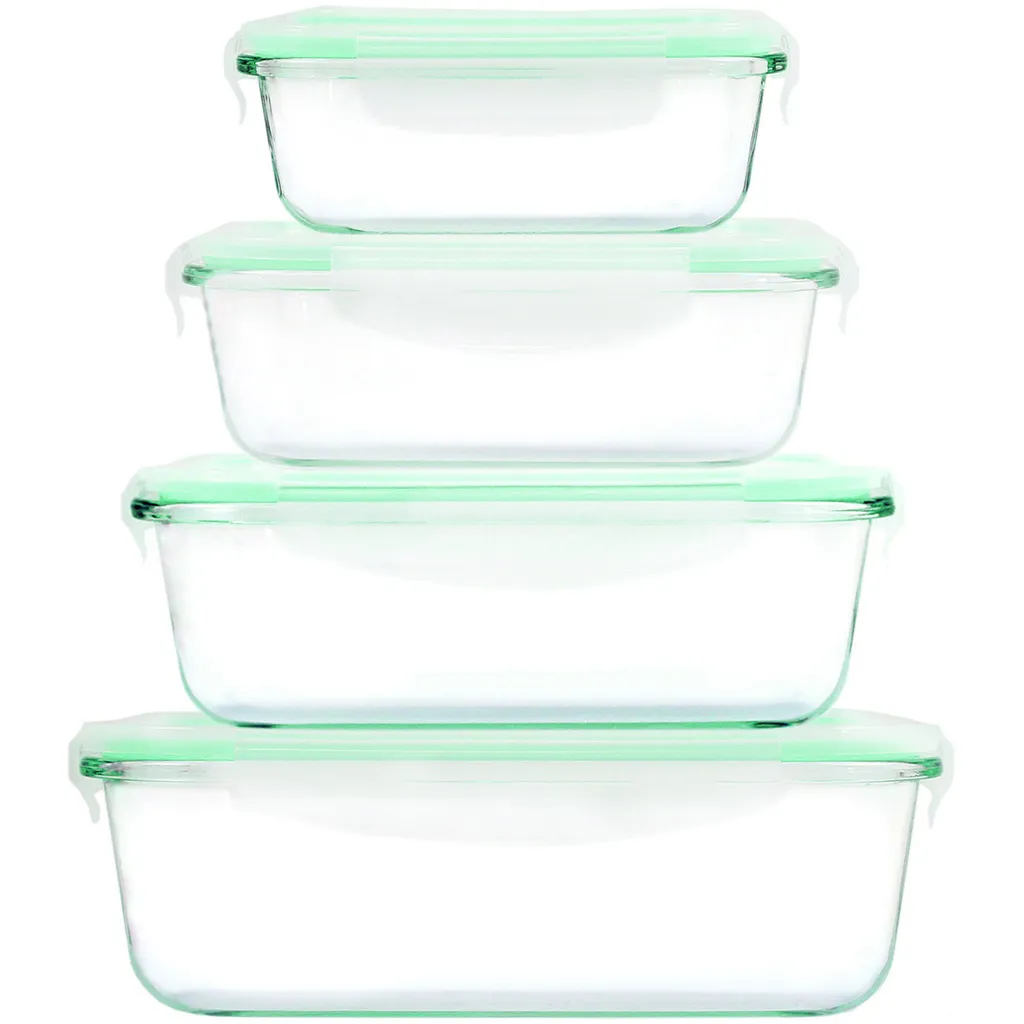 Cuisine Edition Klick-it Glas-Frischhaltedosen Set 8-tlg. Mint, 4 Glasschüsseln Mit Passendem Deckel Mit Mikrowellenventil, Geeignet Für Backofen, Mikrowelle & Gefrierfach, BPA-frei