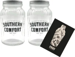 Southern Comfort 2er Set Lynchburg 2x Glas Gläser MIT DECKEL Bar Cocktail / Marmeladenglas