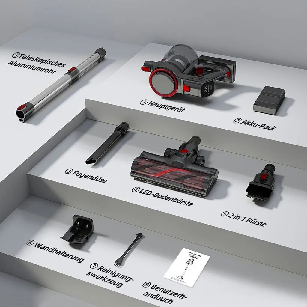 Daynee Akku-Hand-und Stielstaubsauger Akku Staubsauger, Handstaubsauger, Staubsauger Kabellos, Akkusauger, Beutellos, 27KPa Akkustaubsauger, Staubsaug – Bild 2