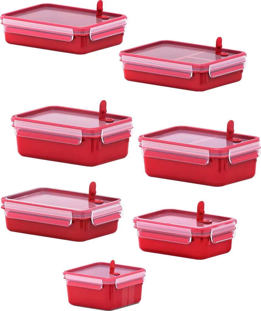 Emsa Mikrowellendose CLIP & MICRO 1,2 Liter Mit Einsätzen Transparent / Rot – Bild 12