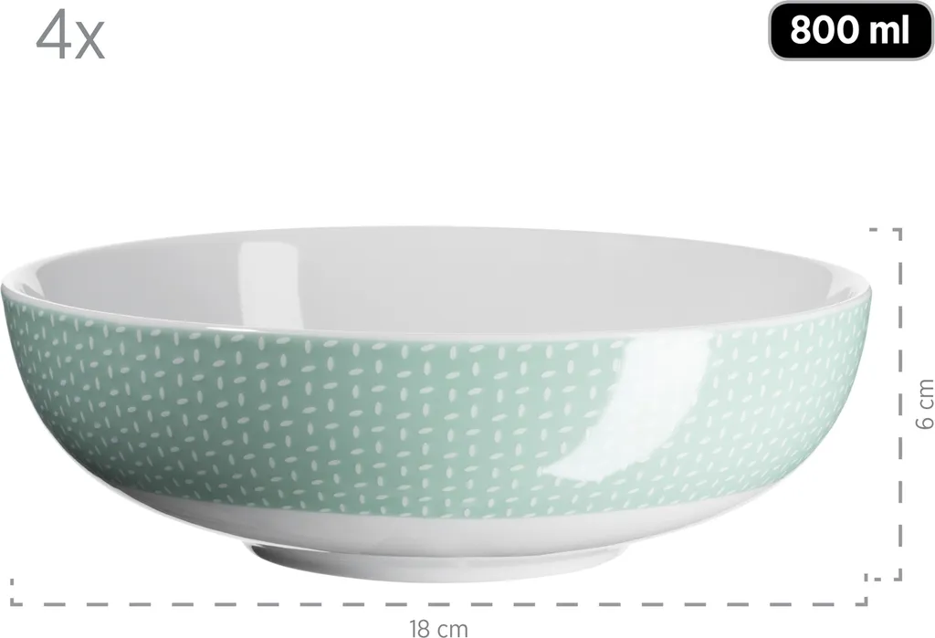 Mäser 931565 Kombiservice Kitchen Time II Für 4 Personen, Porzellan, Grün (1 Set, 16-teilig) – Bild 3