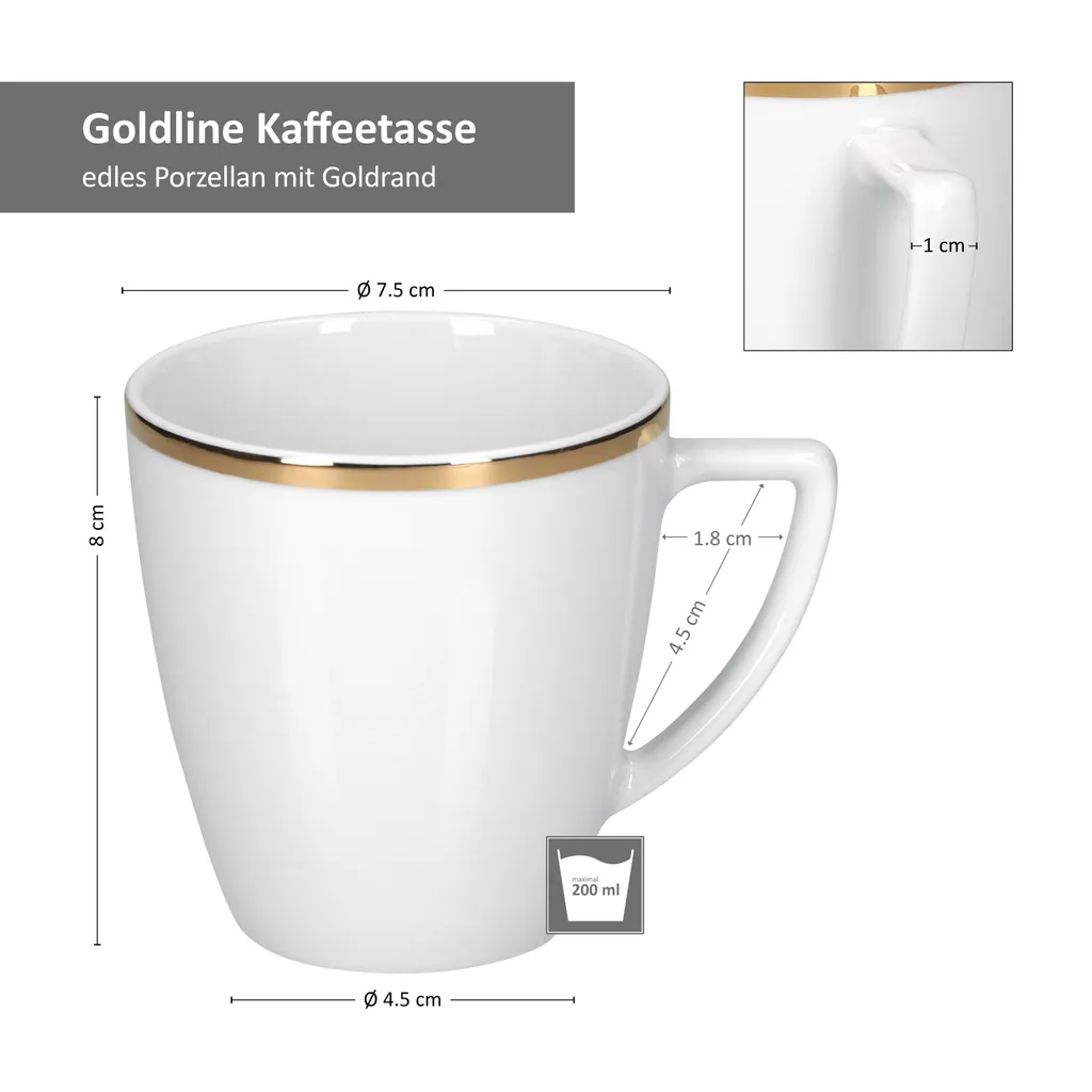 30tlg Geschirrset Silverline Kombi 6Pers Gold Kaffee Unterteller Kuchen/Speiseteller Suppenschale – Bild 7