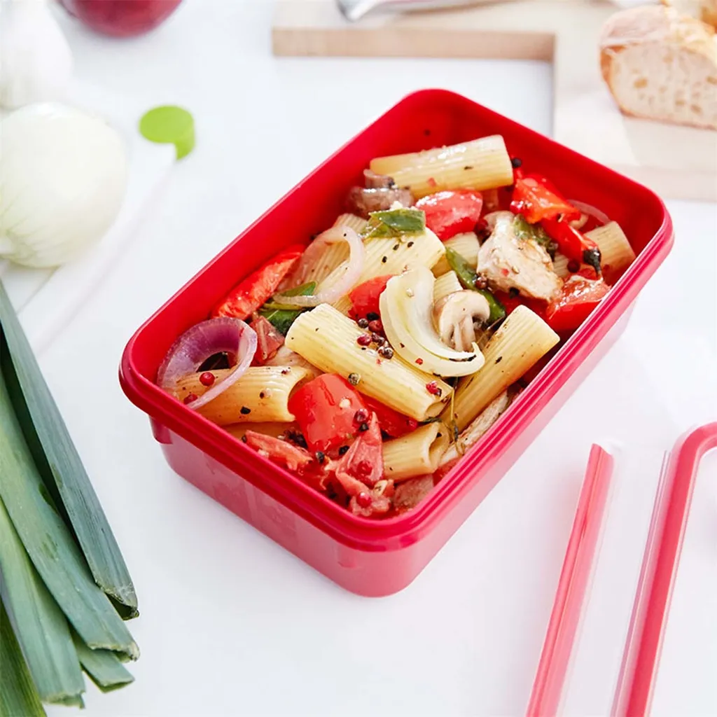 Emsa Mikrowellendose CLIP & MICRO 1,2 Liter Mit Einsätzen Transparent / Rot – Bild 7