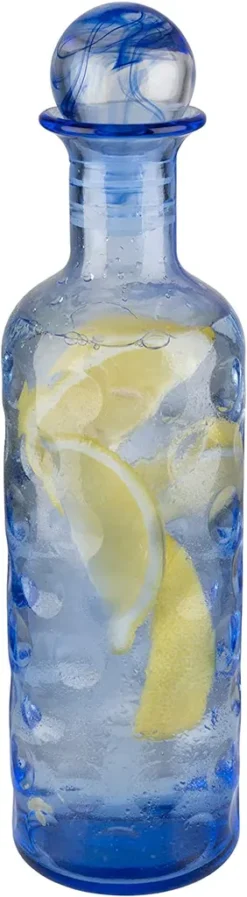 APS Glaskaraffe -ICEBLUE- /// Ø 8 Cm, H: 30 Cm, 0,8 Liter /// Glas, Blau, Silikon /// 10723