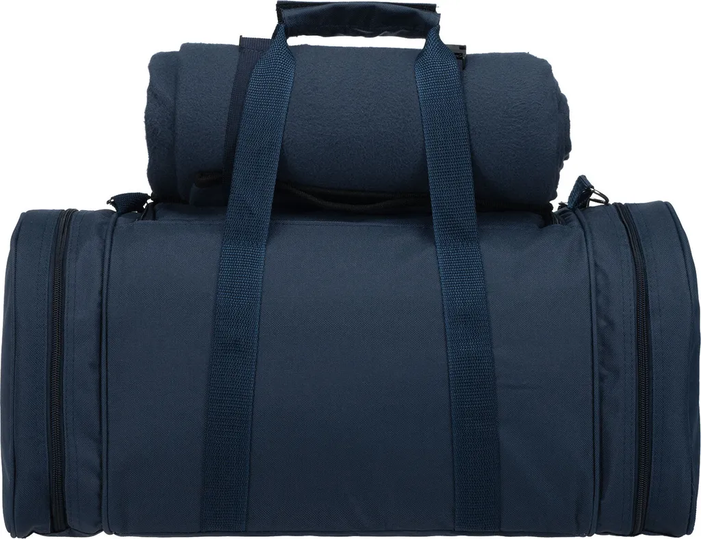 Anndora Picknick Kühltasche + Decke + Zubehör - Blau Weiß Gestreift - Blau – Bild 6