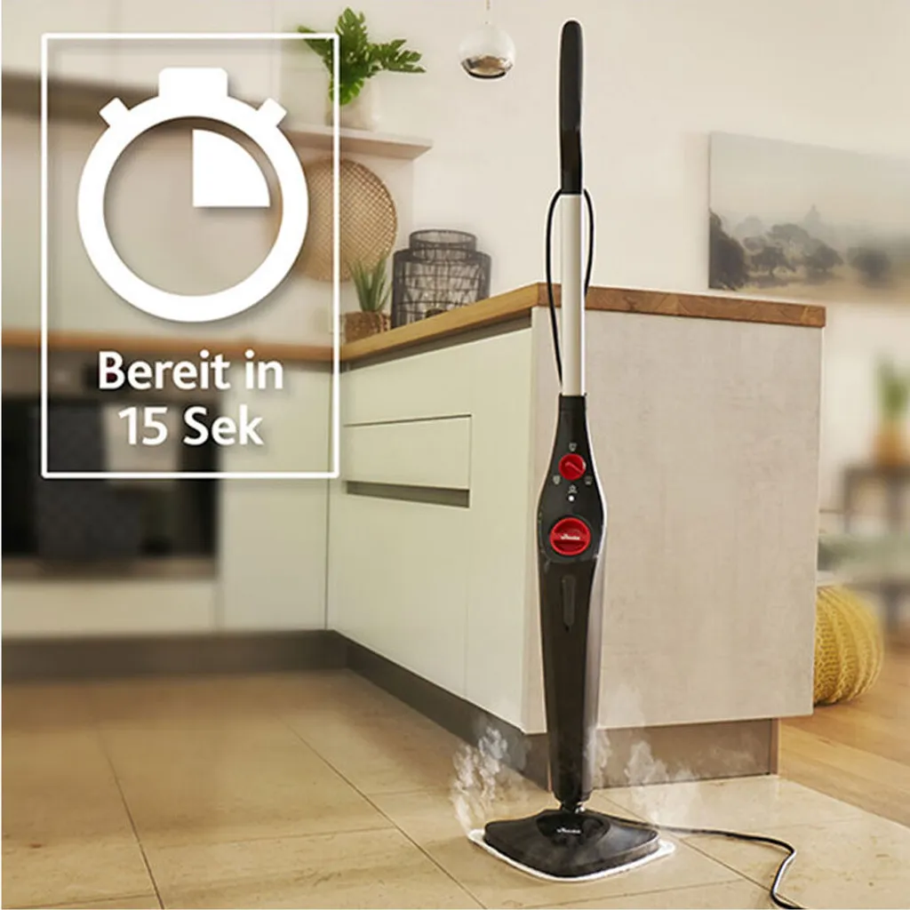 Vileda 168933 Steam PLUS Dampfreiniger Mit Mikrofaserbezug Plus PowerPad, Entfernt Bis Zu 99,9% Bakterien, Ohne Chemie, 3 Dampfeinstellungen, ECO-Verpackung – Bild 5
