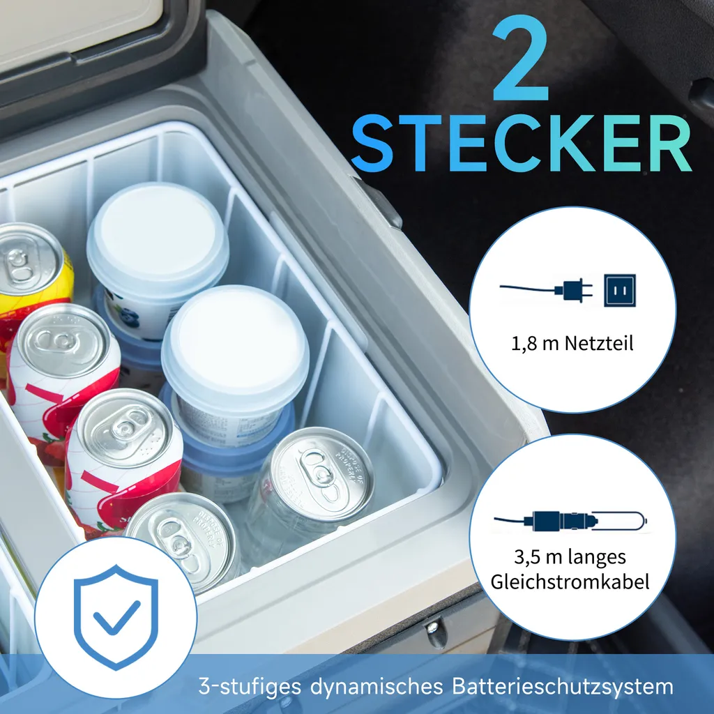 Outsunny Kühlbox Auto 30L Mit LCD-Anzeige Kompressor Autokühlschrank Elektrisch Boot Camper Reisen 12/24V DC Und 110-240V AC Weiß – Bild 5