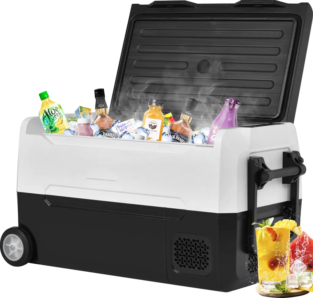 Merax Elektrisch Kühlbox Mit Kompressor 31.5L Schwarz, Mini Kühlschrank Tragbar Kühlleistung Bis -20° C, Gefrierbox 12/24 V Und 230 V Für Büro, Auto, Camping, Garten