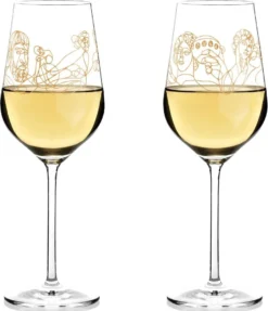 Ritzenhoff Wein-Ensemble Weißweinglas-Set Burkhard Neie, Dionysos & Ariadne / Zeus & Leto, Kristallglas, 364 Ml, 3410001