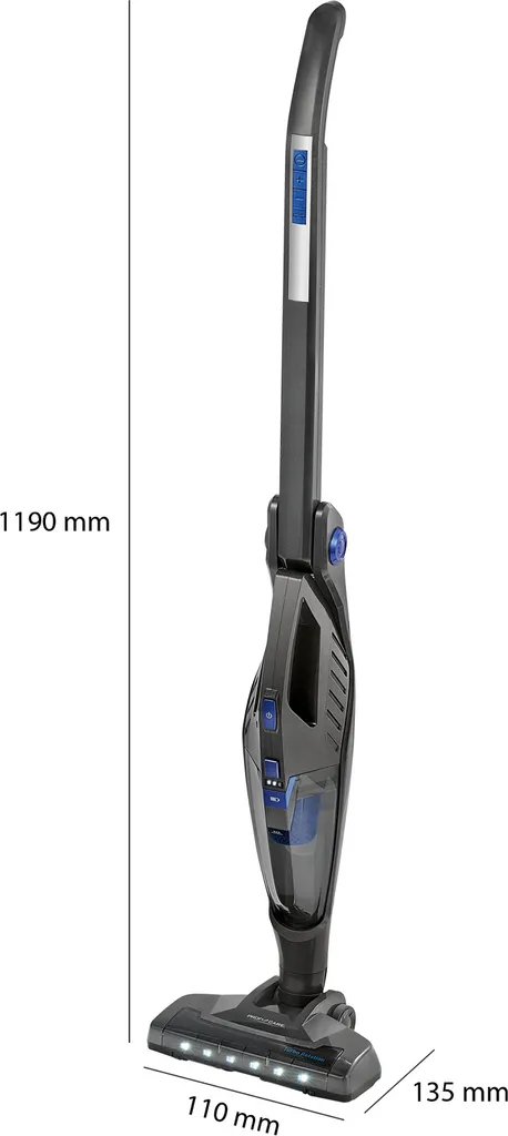 ProfiCare 2 In 1 Hand-und Bodenstaubsauger PC-BS 3035 A, Praktische Ladestation Inkl. Zubehörhalterung, Leistungsstarker 14,8 V Lithium Ionen Akku, Turbo Rotation, HEPA-Filter, Anthrazit-blau – Bild 10