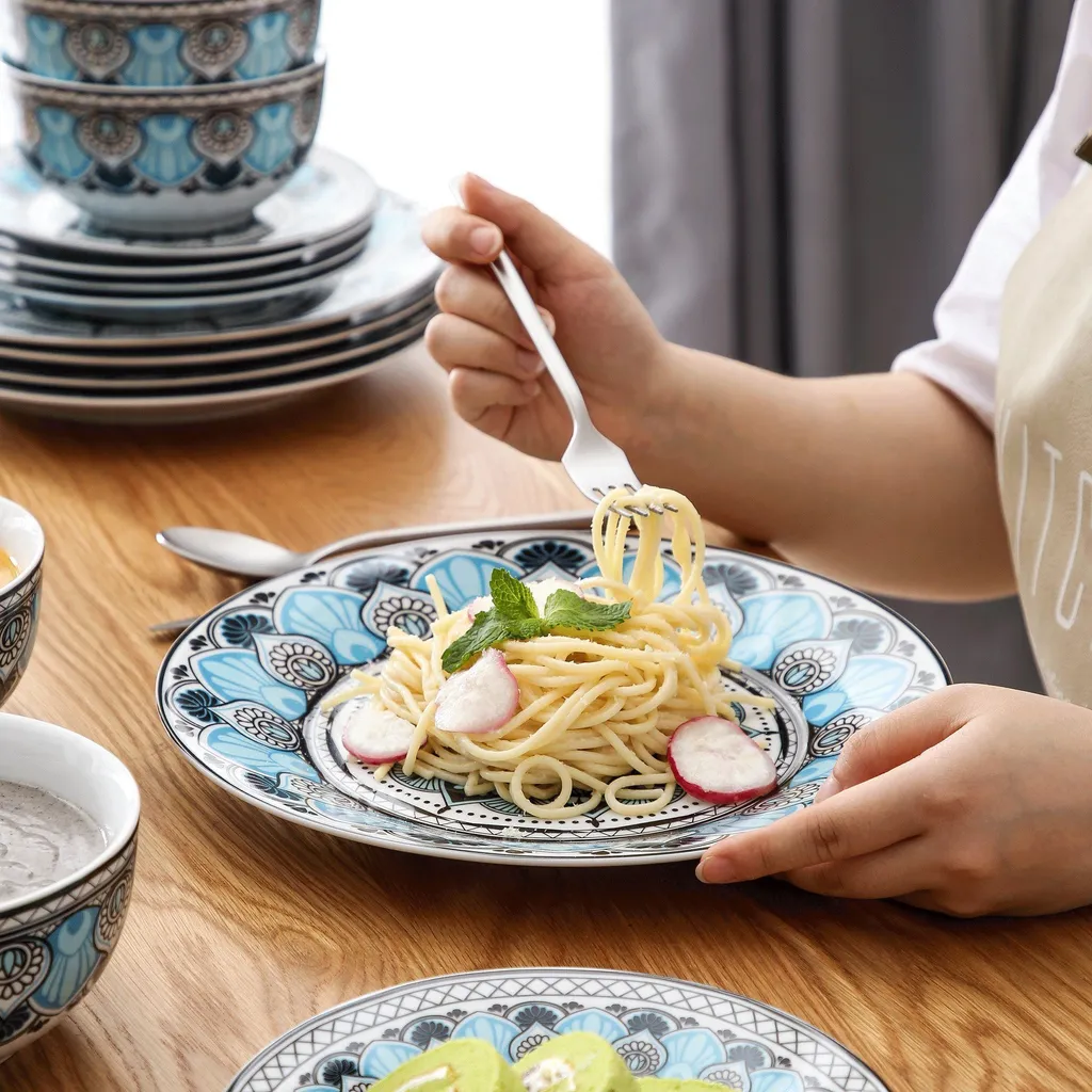 Tafelservice VEWEET, 18 Teiliges Geschirrset Aus Porzellan, AUDRIE Serie, Mit Je 6 Müslischale, Dessertteller Und Flachteller Für 6 Personen – Bild 9