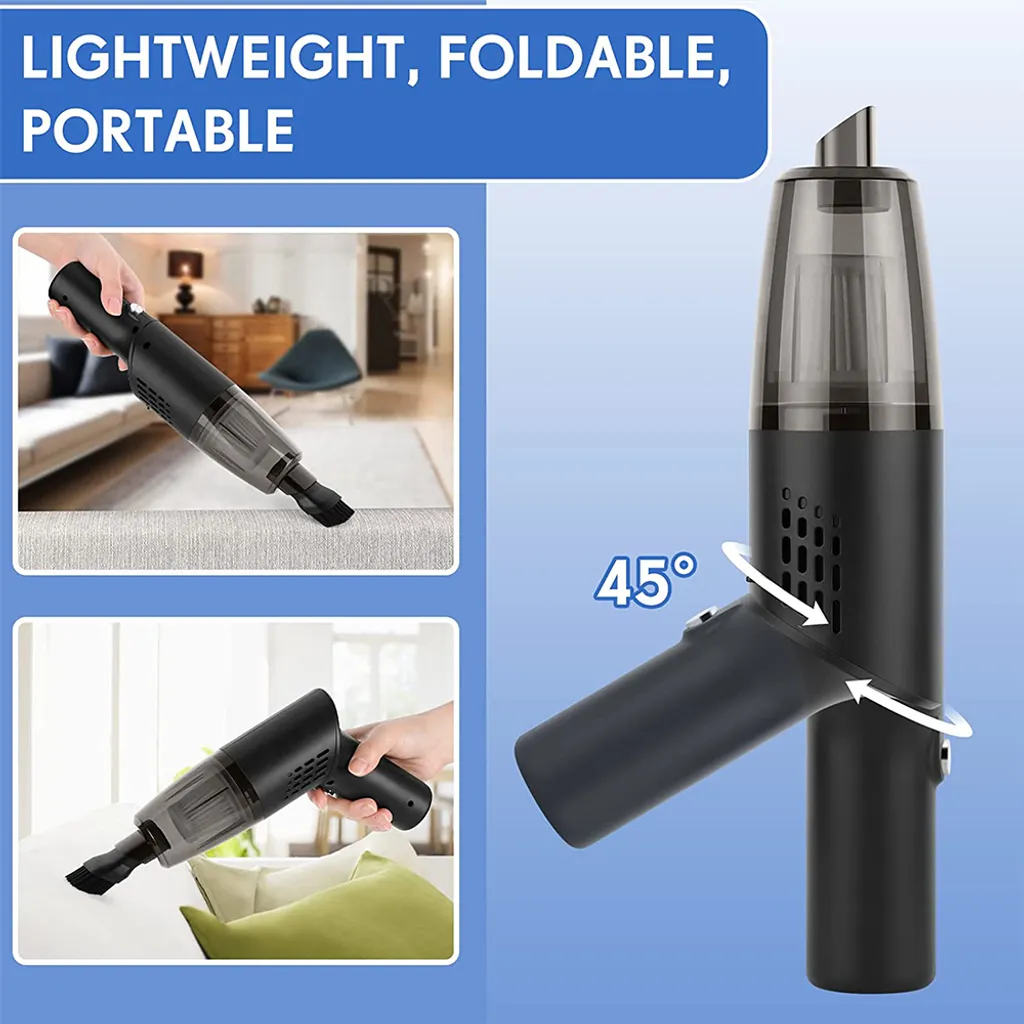 Mini Handstaubsauger Kabellos - Handstaubsauger Wiederaufladbar Tragbar , USB Staubsauger Für Auto, Tastatur, Tierhaare,Black – Bild 5
