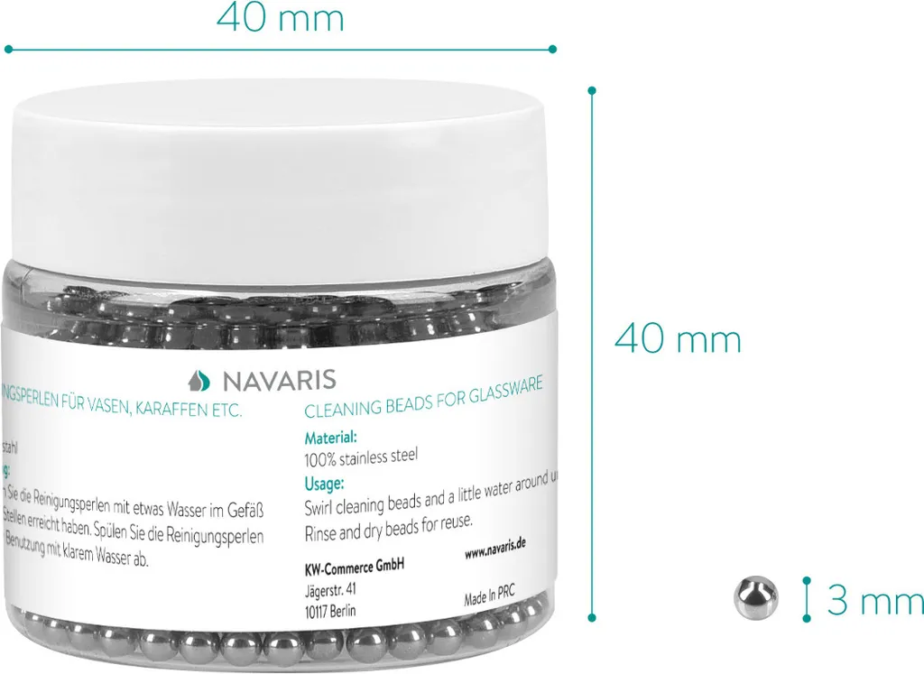 Navaris Reinigungsperlen Aus Edelstahl Für Karaffen Flaschen - 1.000 Reinigungskugeln Set - Kugeln Für Dekanter Vase Glas Glaskaraffe Wasserkaraffe Reinigen – Bild 2
