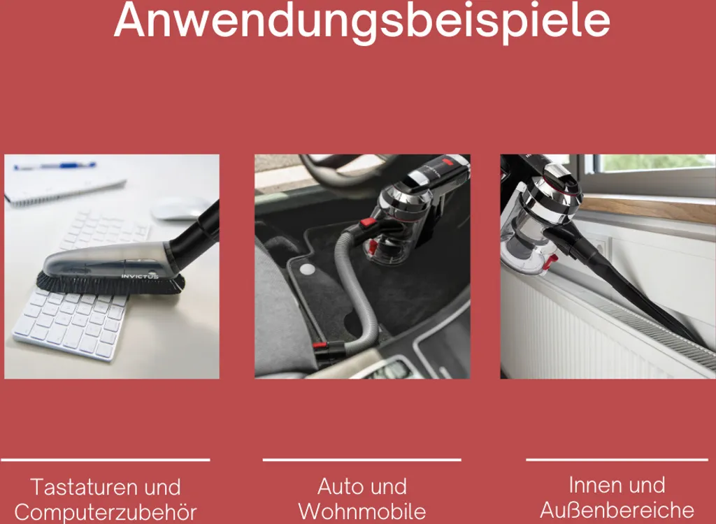 Genius Invictus X9 Set 14tlg Akku Staubsauger Handstaubsauger Mit LED Beutellos Kabellos HEPA Für Allergiker Tierhaare; A28142 – Bild 5