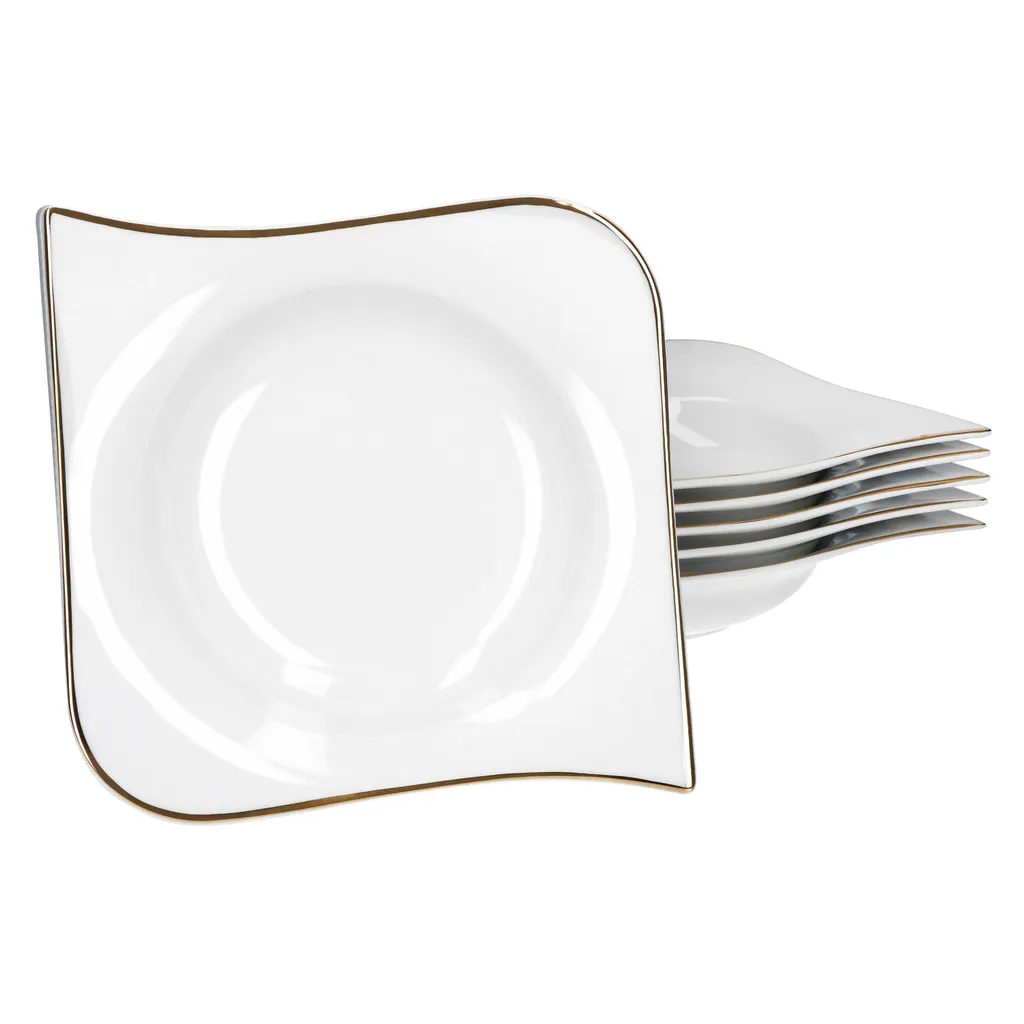 30tlg Geschirrset Silverline Kombi 6Pers Gold Kaffee Unterteller Kuchen/Speiseteller Suppenschale – Bild 3