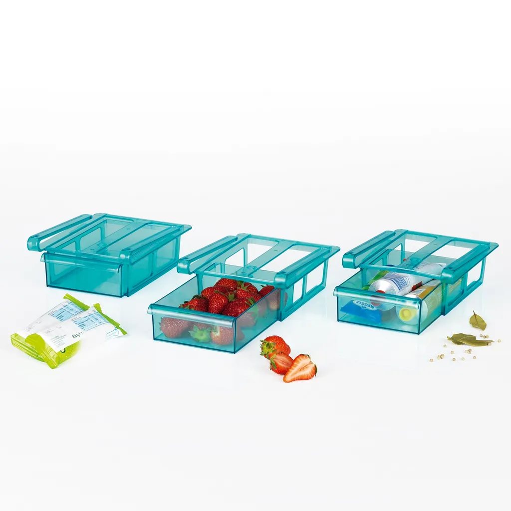 GOURMETmaxx Klemm-Schublade Für Kühlschrank, 3er-Set Schublade Klemm Kühlschrank GOURMETmaxx Zusatzfach Gemüsefach 3er-Set Ordnung – Bild 5
