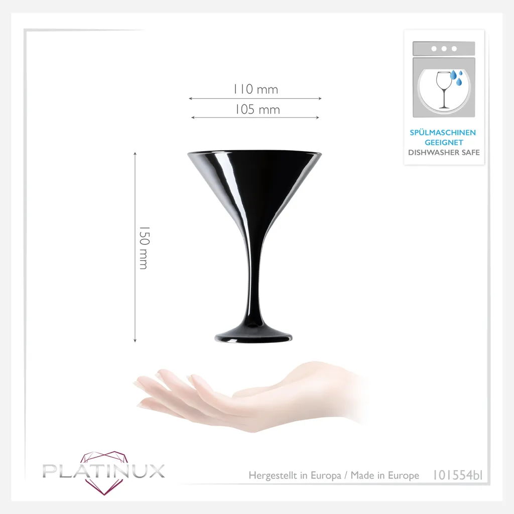 Schwarze Martini Gläser 150ml Set 6-Teilig Aus Glas Cocktailgläser – Bild 3