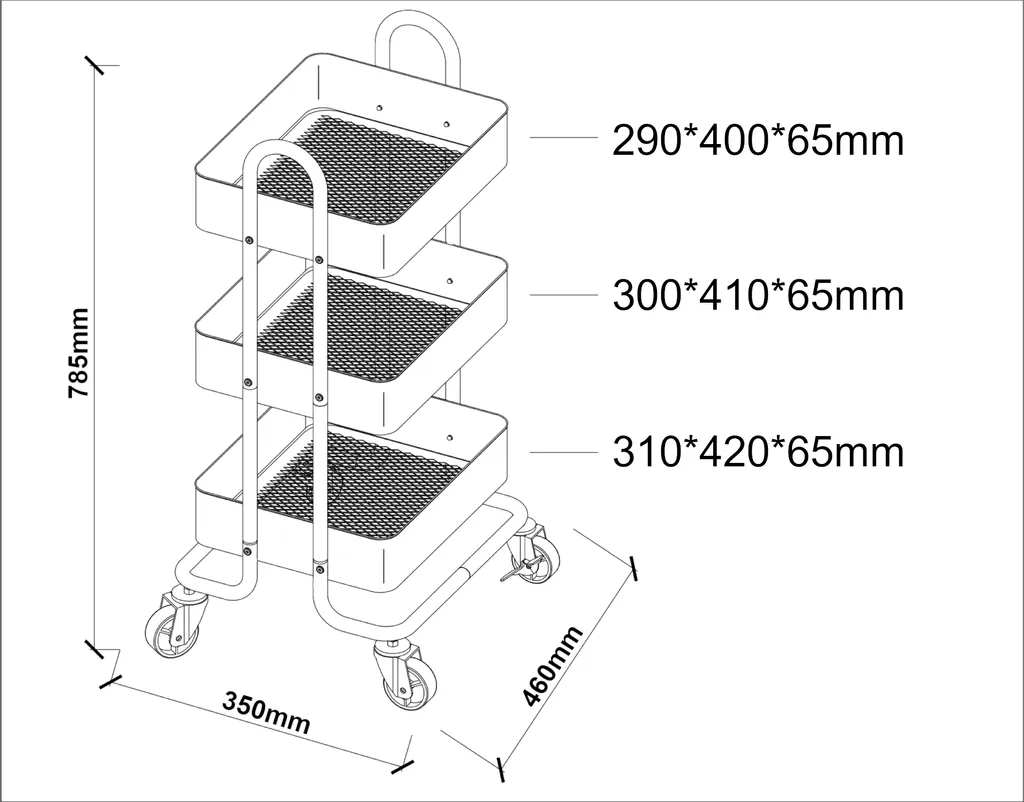 Küchenrollwagen ’Pyhäntä’ 78,5 X 46 X 35 Cm Stahl Schwarz – Bild 5