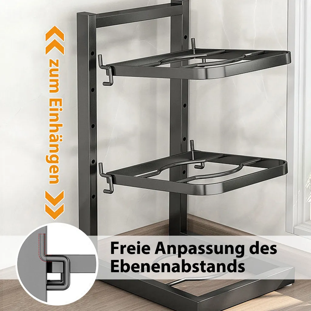 MAJA DESIGN 4-lagiger Verstellbarer Pfannenhalter/Pfannenregal Bzw. Topfregal, Topfdeckelhalter, Schwarz – Bild 4