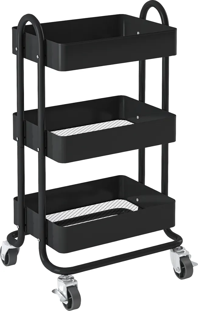 Küchenrollwagen ’Pyhäntä’ 78,5 X 46 X 35 Cm Stahl Schwarz – Bild 4