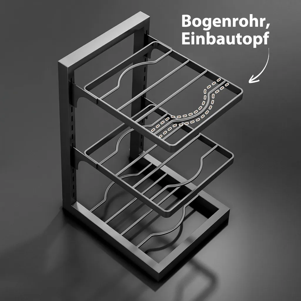 MAJA DESIGN 4-lagiger Verstellbarer Pfannenhalter/Pfannenregal Bzw. Topfregal, Topfdeckelhalter, Schwarz – Bild 6