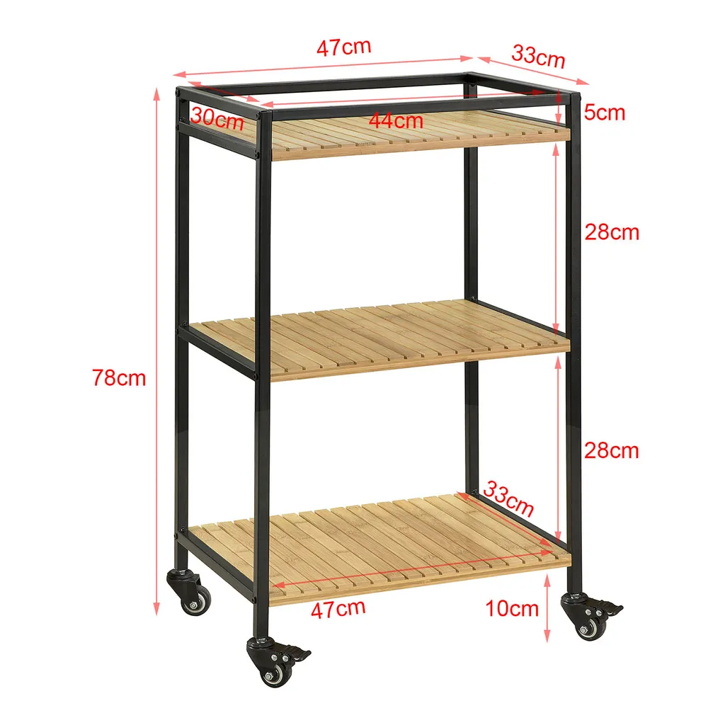 SoBuy Küchenwagen Servierwagen Rollwagen, Aus Metall Und Bambus FKW65-N – Bild 8