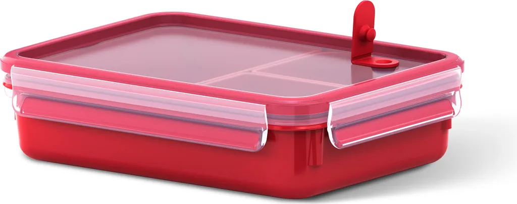 Emsa Mikrowellendose CLIP & MICRO 1,2 Liter Mit Einsätzen Transparent / Rot – Bild 3