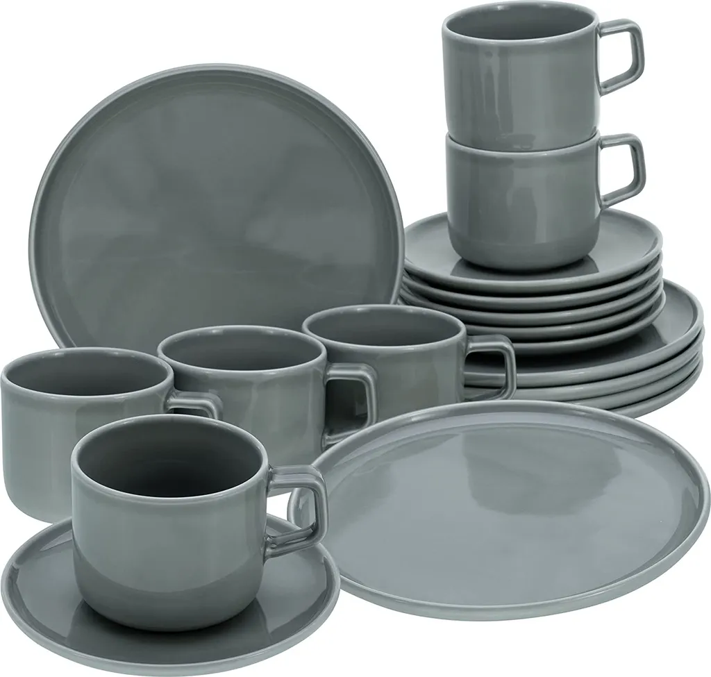 CreaTable 16734 Kaffeeservice Chef Collection Für 6 Personen, Porzellan, Grau (1 Set, 18-teilig) – Bild 6
