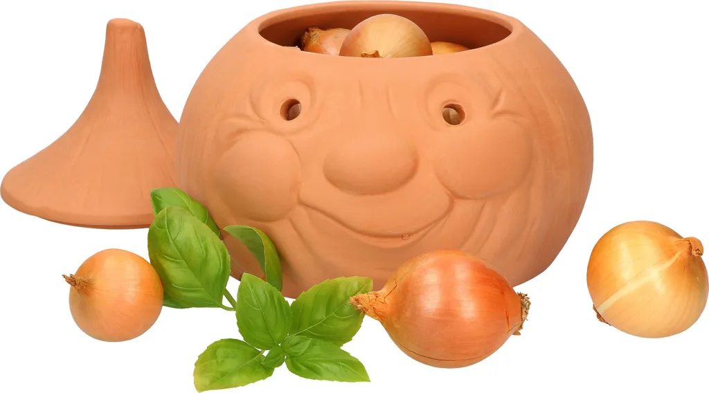 Mambocat 3tlg. Terrakotta-Töpfe Set Knoblauchtopf + Zwiebeltopf + Kartoffeltopf Vorrats-Dosen – Bild 4