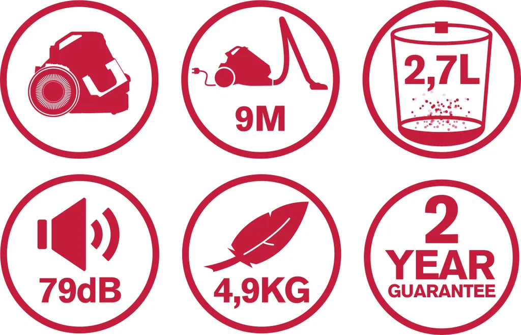 Dirt Devil Staubsauger Ohne Beutel - DD2504 - 700W - HEPA 12 Filter - 9M Reichweite - Mit Combibrush, Versenkter Bürste Und Parkettbürste - 4,9KG - Staubsammelbox 2,7L - Weiß – Bild 3