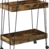 Servierwagen Vaxholm 78x62x32cm Barwagen Beistellwagen Rollwagen Bis 10 Kg Stahlgestell Dunkler Holzton