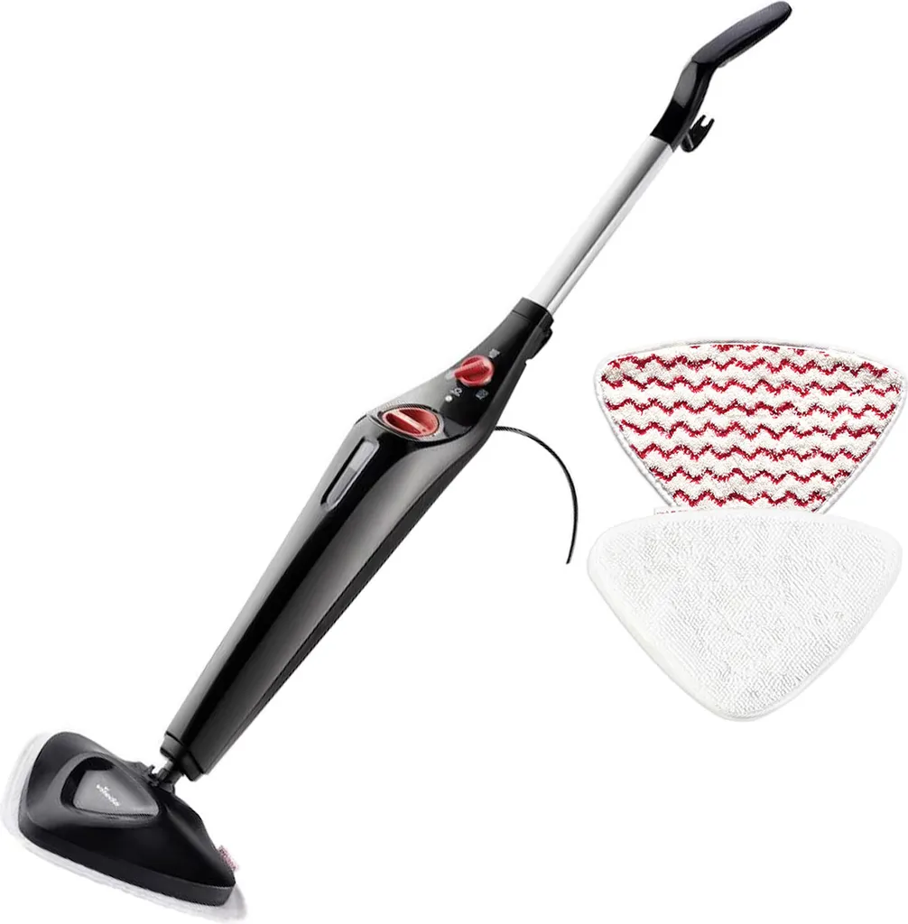 Vileda 168933 Steam PLUS Dampfreiniger Mit Mikrofaserbezug Plus PowerPad, Entfernt Bis Zu 99,9% Bakterien, Ohne Chemie, 3 Dampfeinstellungen, ECO-Verpackung