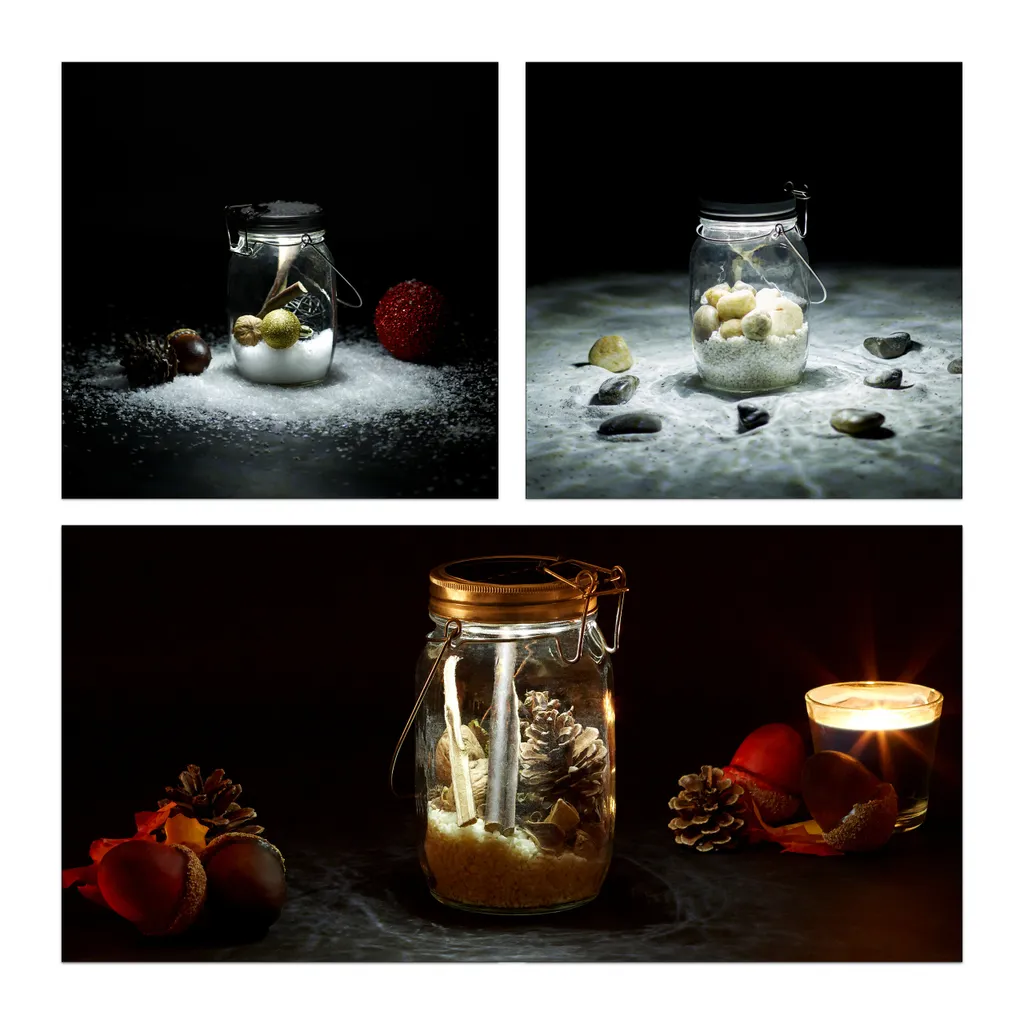 Relaxdays 4 X Solarleuchte Im Einmachglas Weiß – Bild 2