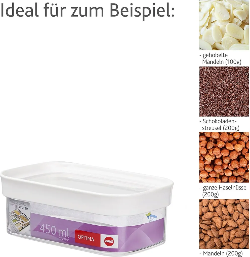 Emsa Trockenvorratsdose OPTIMA 0,45 Liter Transparent / Weiß – Bild 11