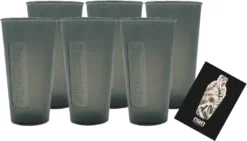 Jägermeister 6er Set Hartplastik Becher 6x Acryl Glas Grau 0,3L Eichung