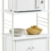 SoBuy Küchenwagen,Mikrowellenhalter Küchenschrank,mit 3 Ablagen Und 2 Türen,FRG12-W