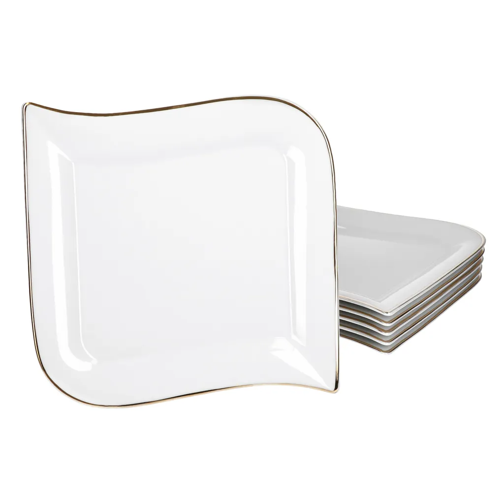 30tlg Geschirrset Silverline Kombi 6Pers Gold Kaffee Unterteller Kuchen/Speiseteller Suppenschale – Bild 4