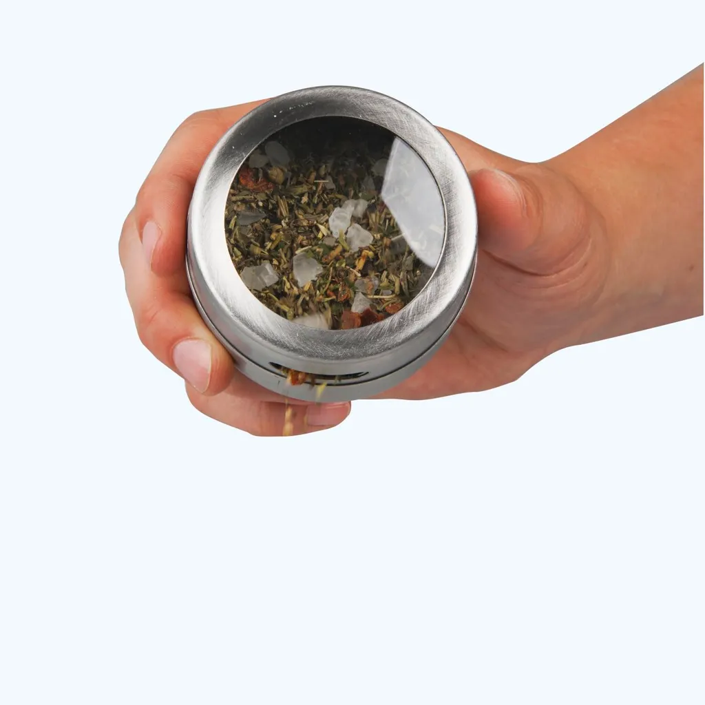 Fackelmann Magnetische Gewürzdose, Vorratsdose Mit Streuöffnungen, Aufbewahrungsdose Aus Edelstahl (Farbe: Silber/Transparent), Menge: 1 Stück – Bild 9
