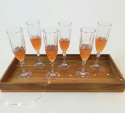6er Set Kunststoff Champagner-Gläser Kristalleffekt 200ml / Ø6x22,5cm