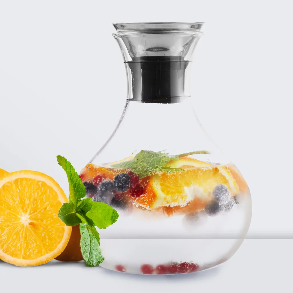 Relaxdays Glaskaraffe 1,5 Liter Bauchig – Bild 2