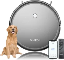 SmartAI G50 WLAN 3-in-1 Saugroboter Mit Wischfunktion Staubsauger Roboter Saug-Wisch-Roboter Wischroboter 2600mAh Alexa Google Home APP